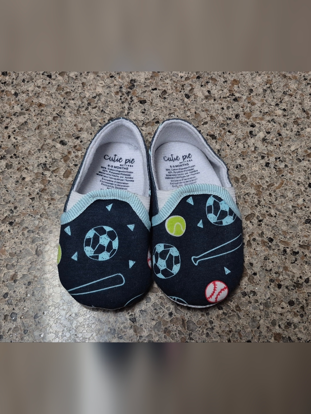 Cutie Pie Baby Boy Sports Moccasin Loafers Navy Blue Soccer Baseball 6-9 Months